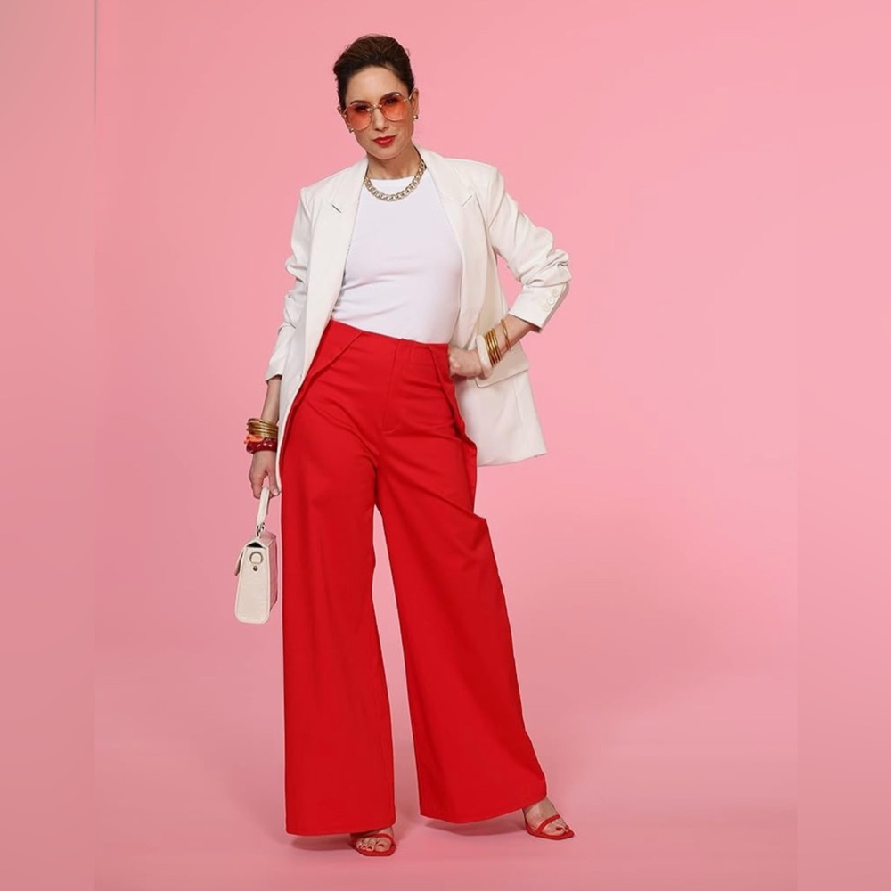 Red Wide-Leg Pants